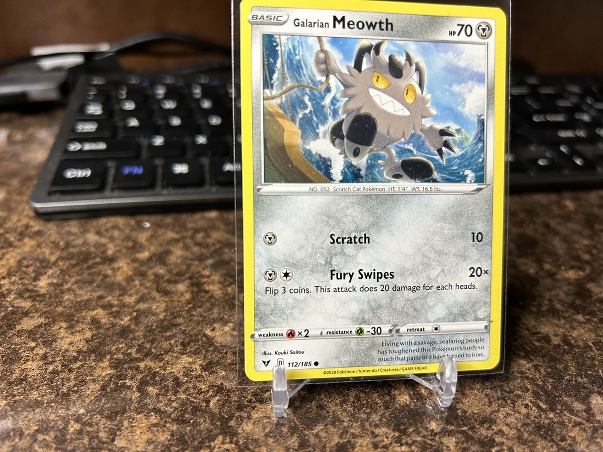 galarian meowth pokemon card value 112/185 Galarian Meowth - Vivid Voltage - Common Pokemon TCG Card
