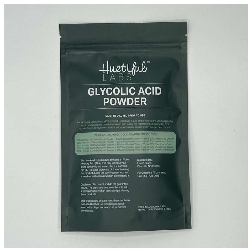Glycolic Acid Powder 99.5% Pure Skin Peel Anti-Hyperpigmention Cosmetic Grade - Image 2 of 4