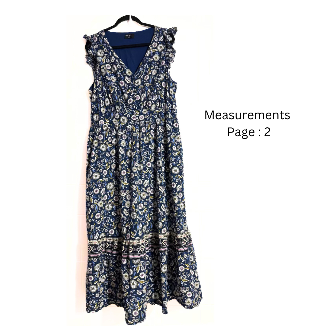 LANE BRYANT Sz: 18 Maxi Dress / Flutter-Sleeve Prairie Button-Front Cottagecore