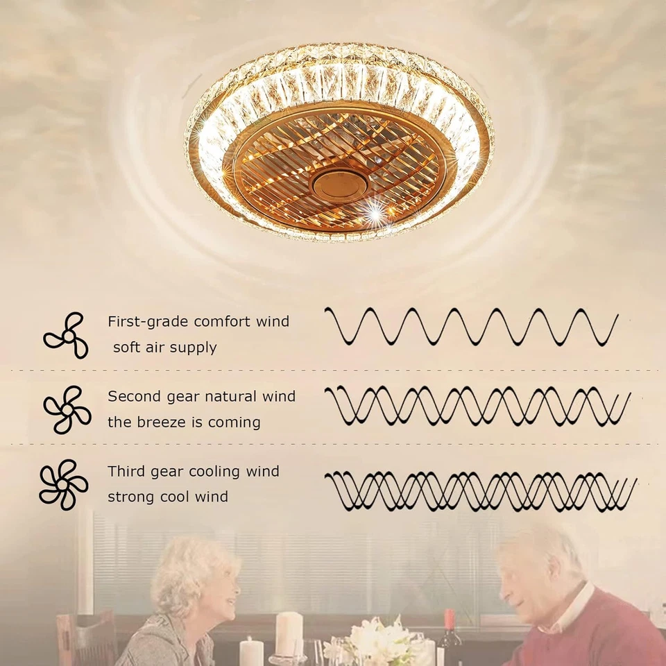 LED Ceiling Fan Light with Remote Control Dimmable Living Room Chandelier Lamp - Image 4 of 4