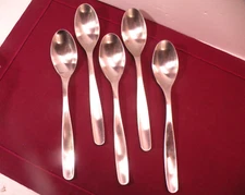 Set Of 5 Gourmet Settings Vault matte Stainless Steel Soup Spoons 8" B