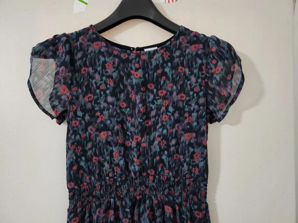 Vestido infantil abercrombie meninas 11/12 manga curta mudança floral forrado abstrato boho - Imagem 3 de 4