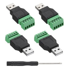 4 Pcs USB 2.0 A Male Plug to 8 Pin Screw Terminal Connector Adapter Black