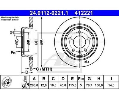 2 pieces brake disc ATE 24.0112-0221.1 for Opel