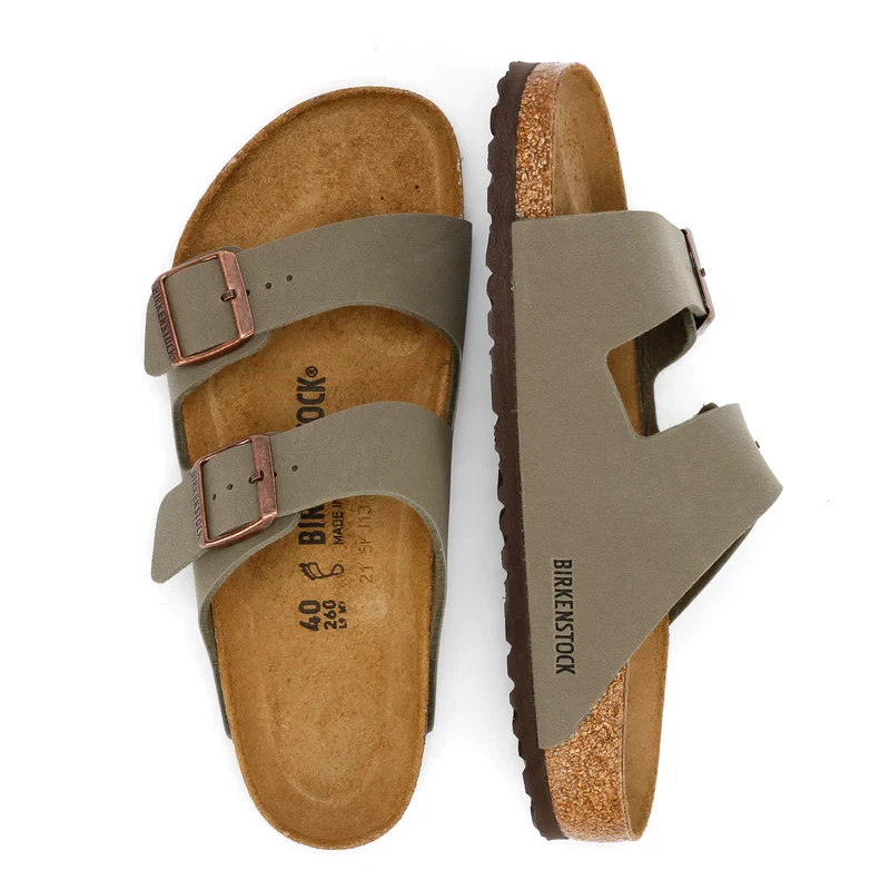 Birkenstock Arizona Stone Leather Sandals Birkibuc Unisex Shoes New w/ Box