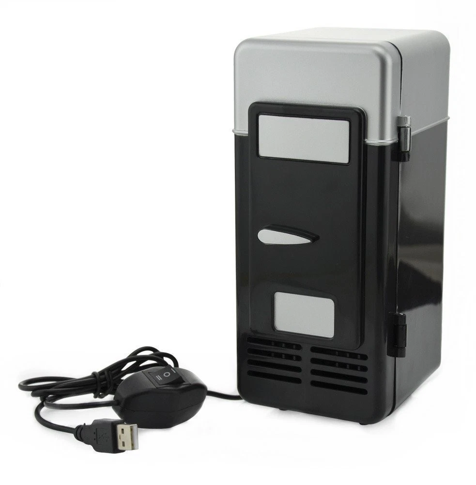 ThreeH New Mini USB Fridge Cooler Beverage Drink Cans Cooler/Warmer Black