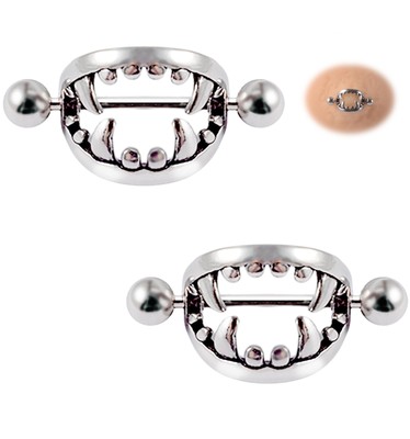 14G 16G Spooky Nipple Piercing Jewelry for Halloween, Vampire Skull Nipple Rings