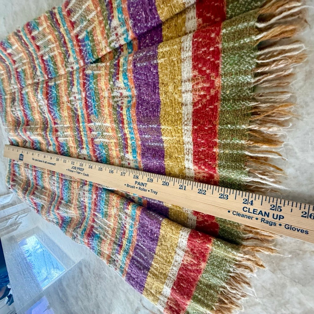 Max Mara Multi-color Striped, textured, raw edge colorful Midi Skirt Size 2 image 9