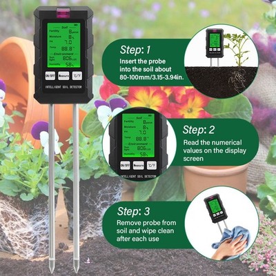 Präziser 6 in 1 Bodentester mit LCD Display für Garten- und Pflanzenpflege
