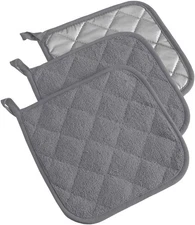 DII Basic Terry Collection Quilted 100% Cotton, Potholder, Gray 
