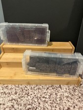Lot of 2 Clear Plastic Bead Storage Organizer Boxes w/ Compartments  Latches