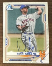 2021 Bowman Chrome Prospects Isaiah Greene #BCP-62 (RC) Autograph Card - Mets