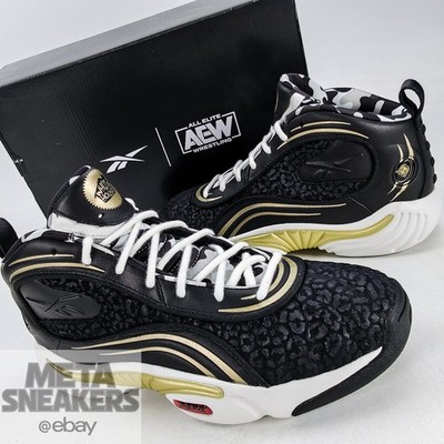 Reebok US 9 Men's  Black White Gold Answer 3 AEW Wrestling Swerve  100246191 New