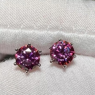4.00 Ct Pink Diamond Stud Earrings 925 Silver � Glamorous Birthday Gift