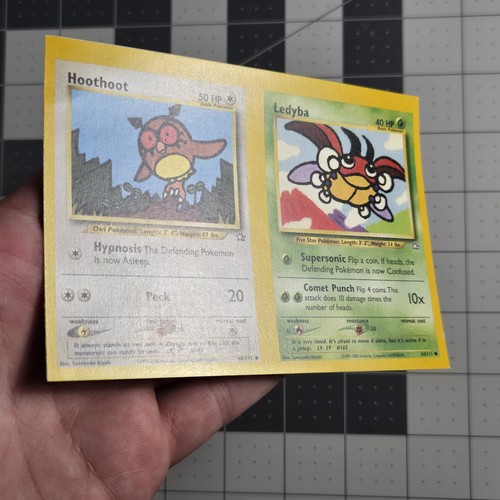 Pokemon Uncut Sheet NFC Miscut Error Hoothoot Ledyba Neo Genesis Cards - Picture 2 of 14
