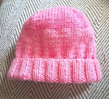 Rosa handgestrickte Beanie M&uuml;tze Baby M&auml;dchen Alter 6 Monate ca. Herbst/Winter