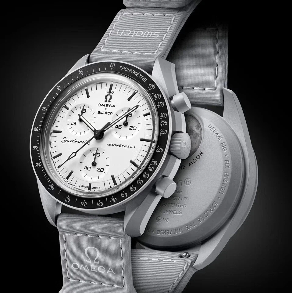 Reloj SWATCH x OMEGA MoonSwatch Mission to Moon Gris Blanco Foto 4 de 4