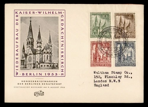 DR WHO 1953 GERMANY FDC BUILDING SEMI POST COMBO FIDACOS CACHET M77161