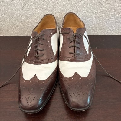 Paul Frederick Brown/White Wingtip Shoes Oxford Dress Italy Made 8M
