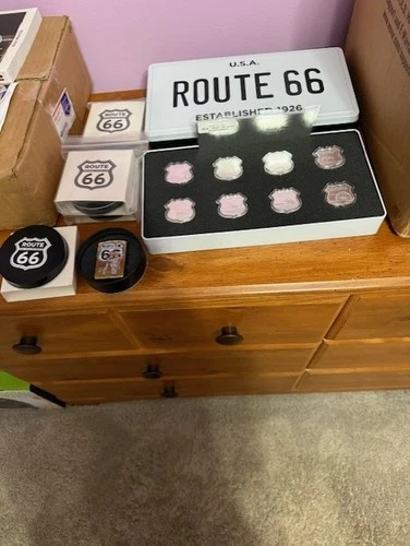 Icons of Route 66 Set of (8) x 1 OZT .999 Fine Silver Rounds/Coins in Tin Case