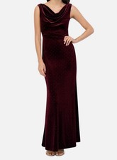 Eliza J Women's Red Embellished Cowlneck Sleeveless Velvet Gown Dress Size 10
