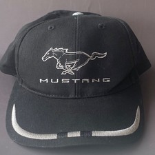 Ford Mustang Black Baseball Cap Embroidered Pony Logo Adjustable