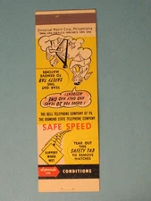 Safe Speed Matchbook Cover - Bell Telephone of PA.