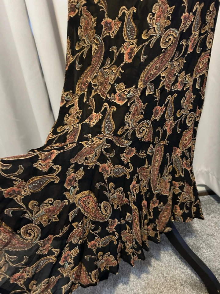 复古女式 Sarah Arizona 双面花卉长裙 S 黑色仙女哥特 — 第 2/4 张图片