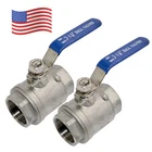 2PACK US STOCK 1-1/4 inch 1.25" Ball Valve,316 Stainless Steel Full Port,2-Piece