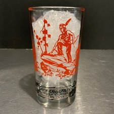 Vintage 1950  s Davy Crockett Indian Fighter Glass 5in Red