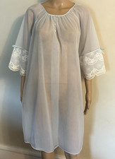 VTG Van Raalte Sheer Blue Double Chiffon Peignoir Robe Sz S Lace Trim USA