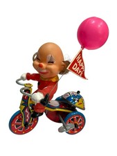 Vintage Wind Up Clown On Tin Trike MTU Made In Korea Works 