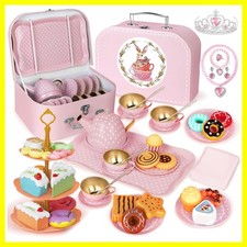 Tea Party Set for Little Girls, 49PCS Princess Tea Time Toys Including Tea Se...