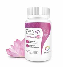 Boric Life, Boric Acid, 600 mg, 30 Vaginal Suppositories