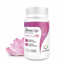 Boric Life, Boric Acid, 600 mg, 30 Vaginal Suppositories