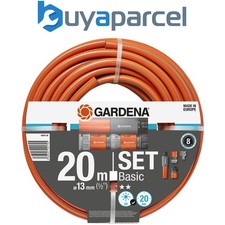 Gardena 20m Basic Garden Hose Pipe Watering Starter Set Nozzle Attachments