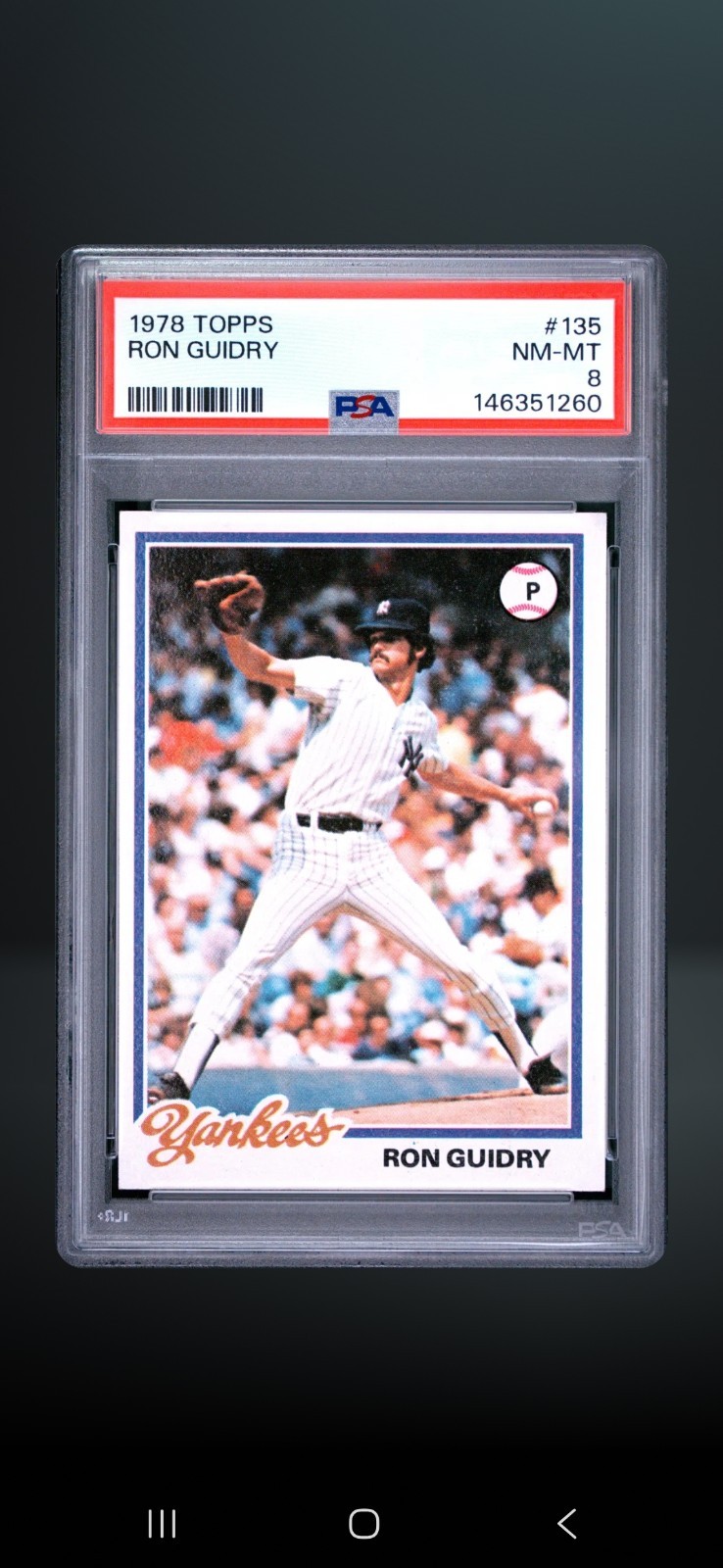 1978 Topps #135 Vintage Ron Guidry New York Yankees PSA 8