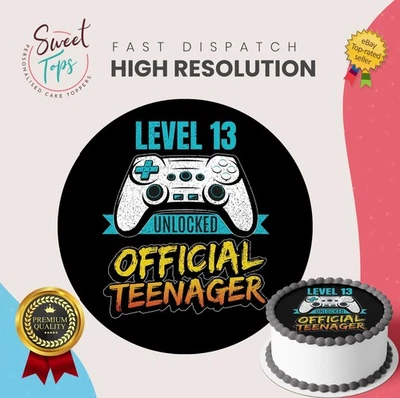 Official Teenager Personalised Round Edible Birthday Cake Topper Cake Decoration - Image 1 of 4