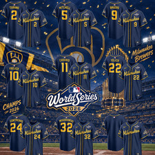 HOT Men's M. Brewers Navy 2026 World Series NL Champions Baseball Jersey Shirt