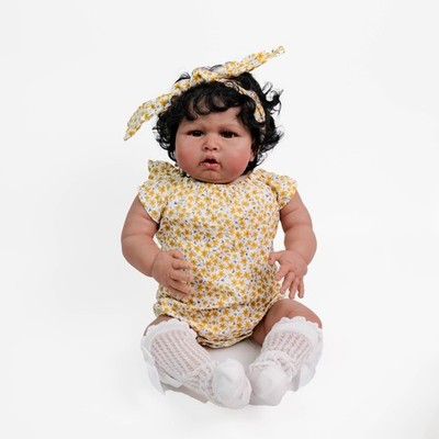 Realistic 24'' Black Infant Adorable Newborn Reborn Baby Dolls Toddler Cloth Body