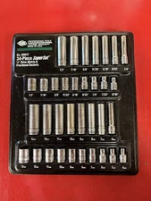 SK Professional Tools 34 Pc Socket set 1/4 Drive Metric and SAE