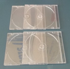 Gently Used Lot of 4 Clear One-Sided 3-Tooth Hub CD DVD Jewel Cases