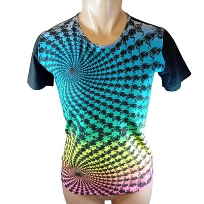 fluRAnet Y2K Rainbow Psychedelic UV Blacklight Glow Rave Festival Top Trippy M