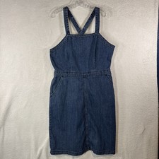Universal Thread Denim Overall Dress Casual Americana Core Midi Medium Wash Sz16