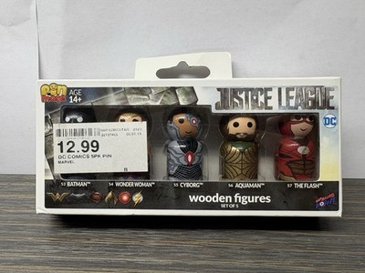 NEW Pin Mate Wooden Figure DC Justice League Batman Wonder Woman Auquaman Flash