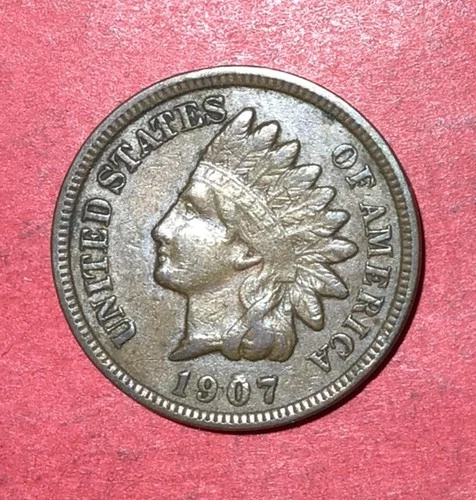 1907 US Indian Head Cent! XF! Old US Coin!