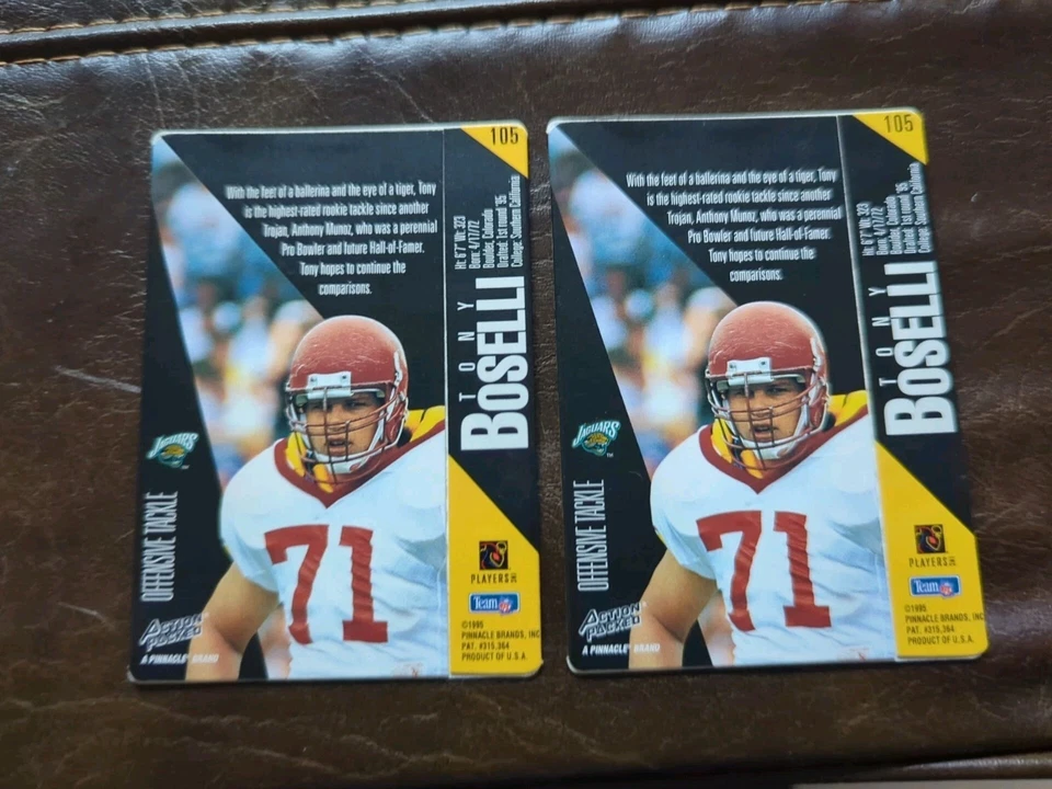 Two 1995 Action Packed #105 Tony Boselli RC Rookie NFL Jaguars - USC Trojans - Image 3 of 4