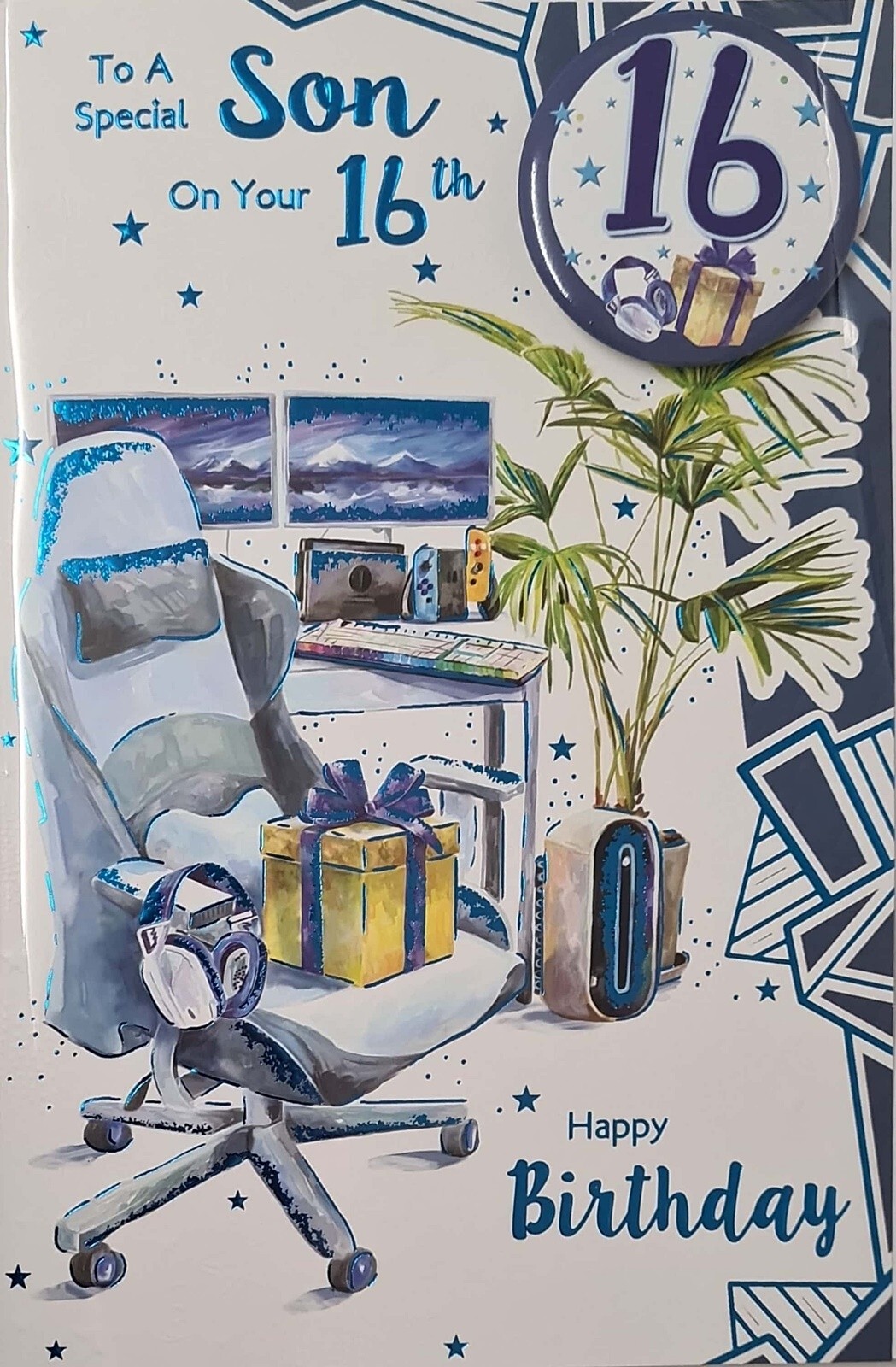 Happy 16th Birthday Card for a Special Son Gaming Computer PC and Console Gamer