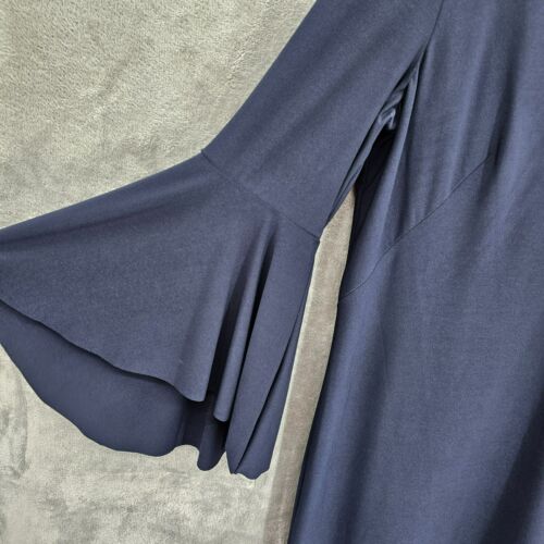 Ralph Lauren LRL Kleid 16 dunkelblau ausgestellt Glockenärmel Etuikleid V-Ausschnitt Cocktail Plus - Bild 4 von 10