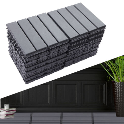 12"x12" Interlocking Deck Tiles, 30 Pack Outdoor Patio Floor Tiles Dark Gray